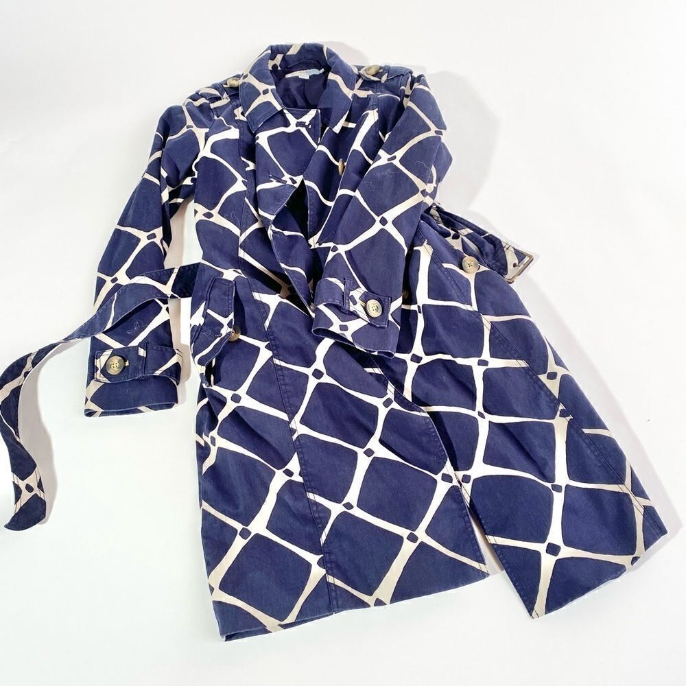 Boden navy pattern trench coat